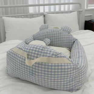 韩国宠物车载垫四季狗狗车载窝棉布汽车安全座椅前排法斗柯基狗床