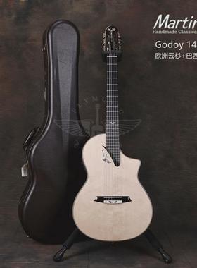 马丁尼跨界古典吉他MP14尼龙弦指弹全面单板玛丁尼MSCC加振电箱款