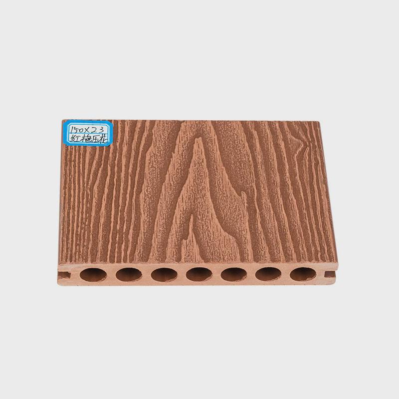 厂家批发在线压花地板148*23红棕3d压纹地板材料塑木地板户外
