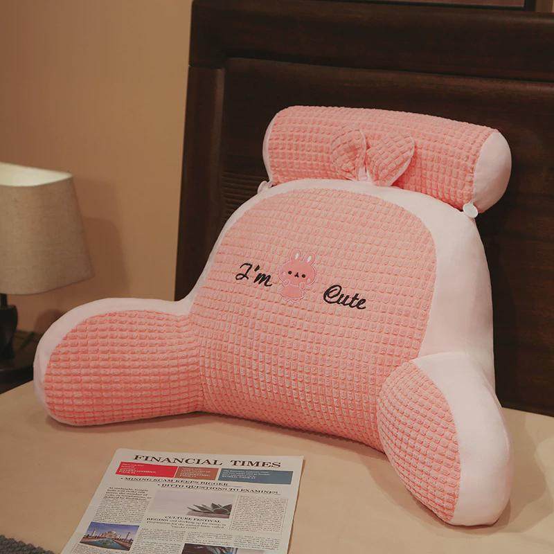 卡通动物玉米绒腰靠床头沙发靠垫宿舍床上腰枕多功能椅垫靠枕可拆