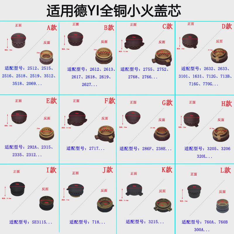 适合德意燃气灶2513 2627 2768 3101 2632 3115 760A小火盖铜芯帽
