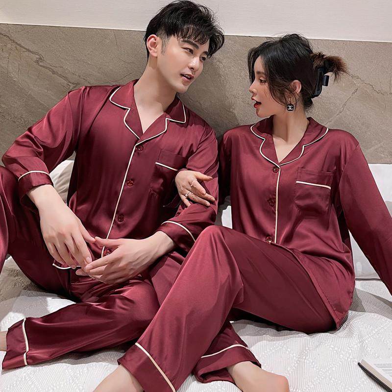 春秋情侣睡衣冰丝结婚新婚红色本命年女春夏季丝绸新年高级感套装,女士内衣/男士内衣/家居服,睡衣/家居服套装,淘宝优惠券,粉丝福利购,淘宝优惠卷