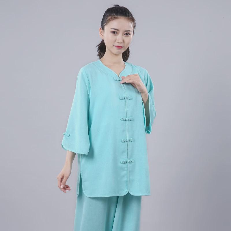 薄款新款飘逸透气凉太极拳练功服太极服女夏季2021棉麻太极服宏极