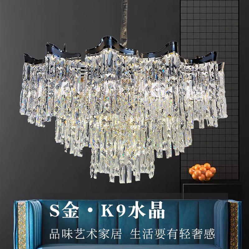 新款轻奢水晶吊灯客厅灯大气高档餐厅灯设计师别墅卧室灯奢华圆形