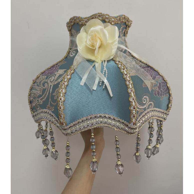 灯具型欧式复古高档布艺吊珠蕾丝灯罩台灯落地灯公主配件灯罩