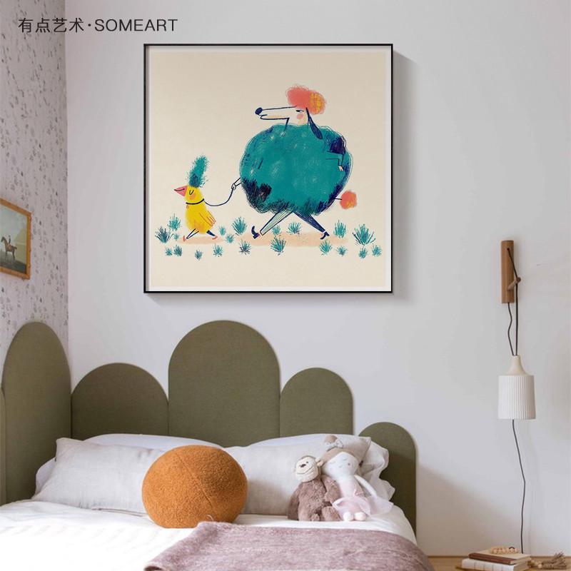 推荐卡通动漫儿童房装饰画现代简约可爱动物卧室床头挂画走廊过道图片