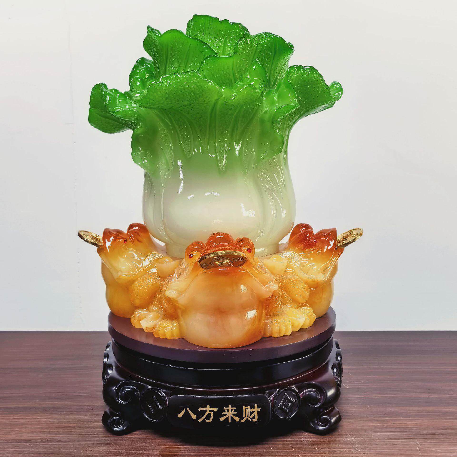 金蟾摆件招财大号玉白菜办公室家居装饰品店铺开业财源滚滚工艺品