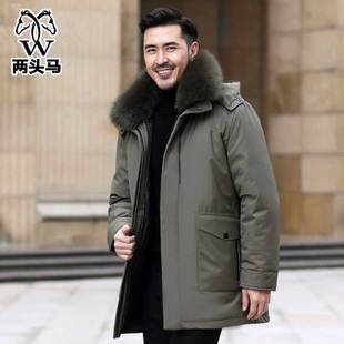 两头马爸爸装羽绒服男士加厚保暖冲锋衣脱内胆中老年男款冬季外套