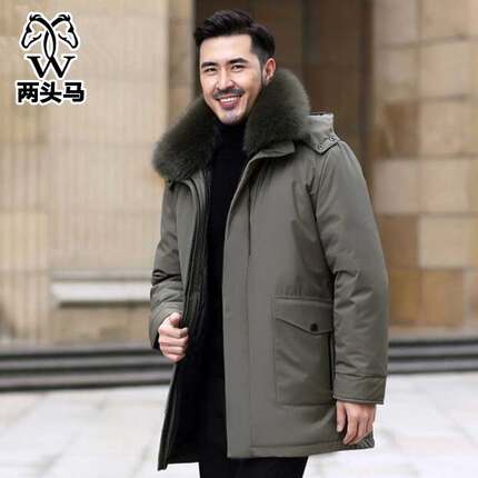 两头马爸爸装羽绒服男士加厚保暖冲锋衣脱内胆中老年男款冬季外套