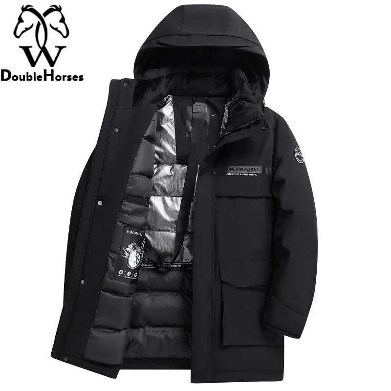 两头马爸爸装羽绒服男款加厚户外防寒服中年短款中老年冬季外套男