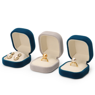 圆角绒布首饰盒戒指耳钉珠宝展示盒饰品项链耳环吊坠盒耳环包装 盒