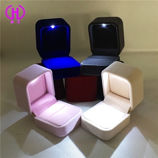 韩版 盒 高档LED灯求婚戒指盒绒布耳钉首饰盒求婚首饰礼品包装