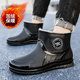 男款 防滑耐磨加绒防水胶鞋 低帮时尚 平底水鞋 套 短筒雨靴男士 短雨鞋