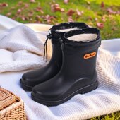 女 高筒厚底防滑雨靴中筒保暖外卖水靴耐磨短筒防水鞋 工地雨鞋 男款