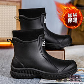 新款 厨房流行水靴短筒浅口胶鞋 雨鞋 防滑防水鞋 低帮雨靴男 男士 时尚