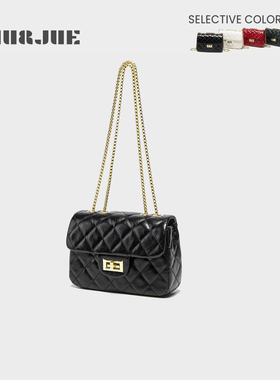 经典小香风链条包女高级感全皮单肩斜挎包方胖子菱格腋下包油蜡皮