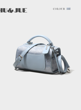牛仔蓝枕头包包女2025新款通勤手提小包单肩斜跨小方包波士顿轻奢