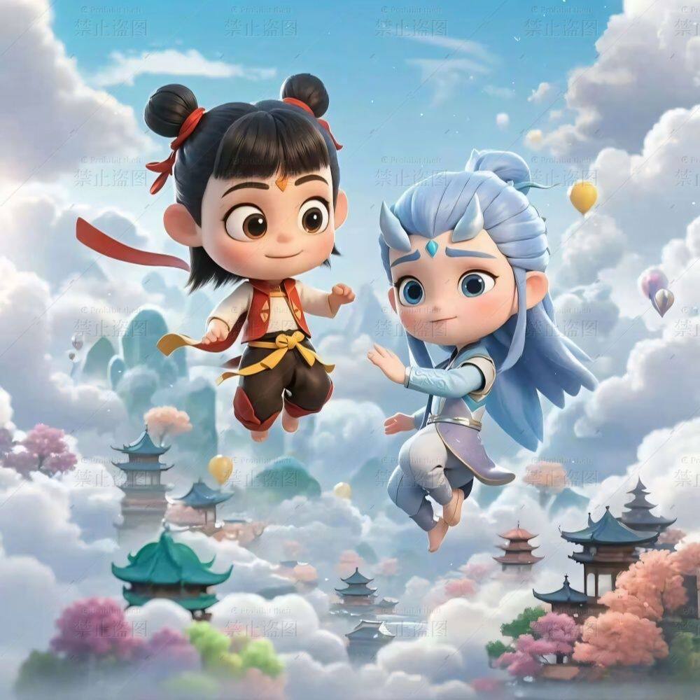个性卡通哪吒2敖丙贴图自