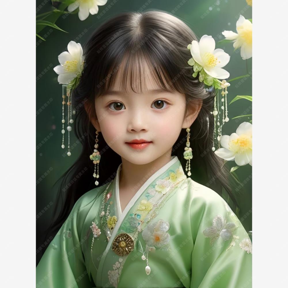 小清新古风少女图案贴纸