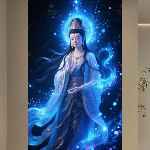 观音贴画书房玄关贴纸画