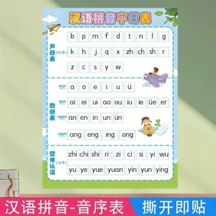 26个汉语拼音字母表海报一年级声母韵母整体认读自粘贴纸