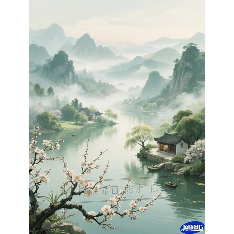 古风山水风景画大尺寸定