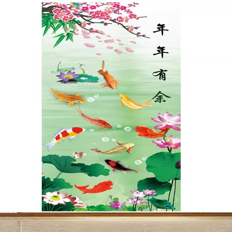 玄关背景墙年年图海报九