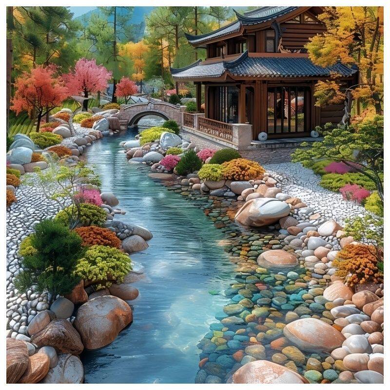 唯美山水风景贴画家用仿
