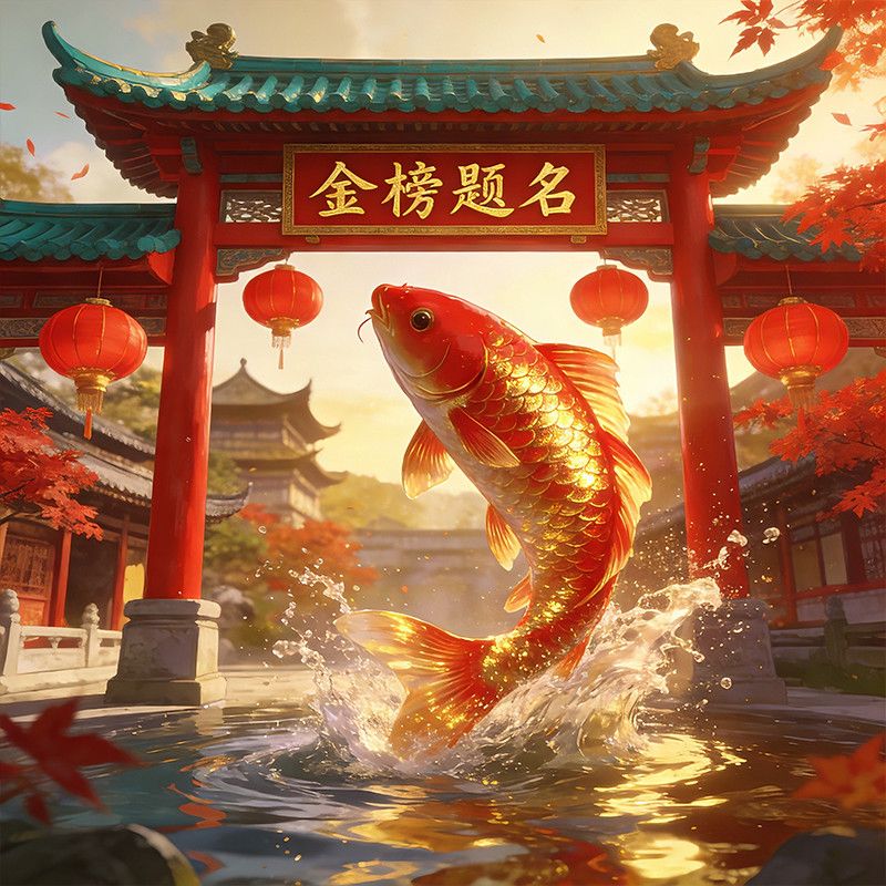 金榜题名鱼跃龙门自粘贴