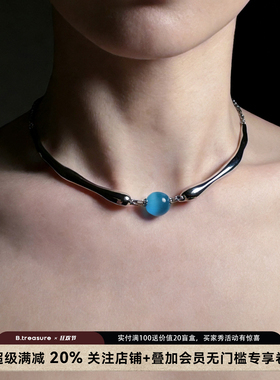 B.treasure 男女通款猫眼石项链小众饰品中古饰品Vintage复古项链