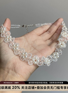 法式复古蕾丝珍珠项链轻奢小众