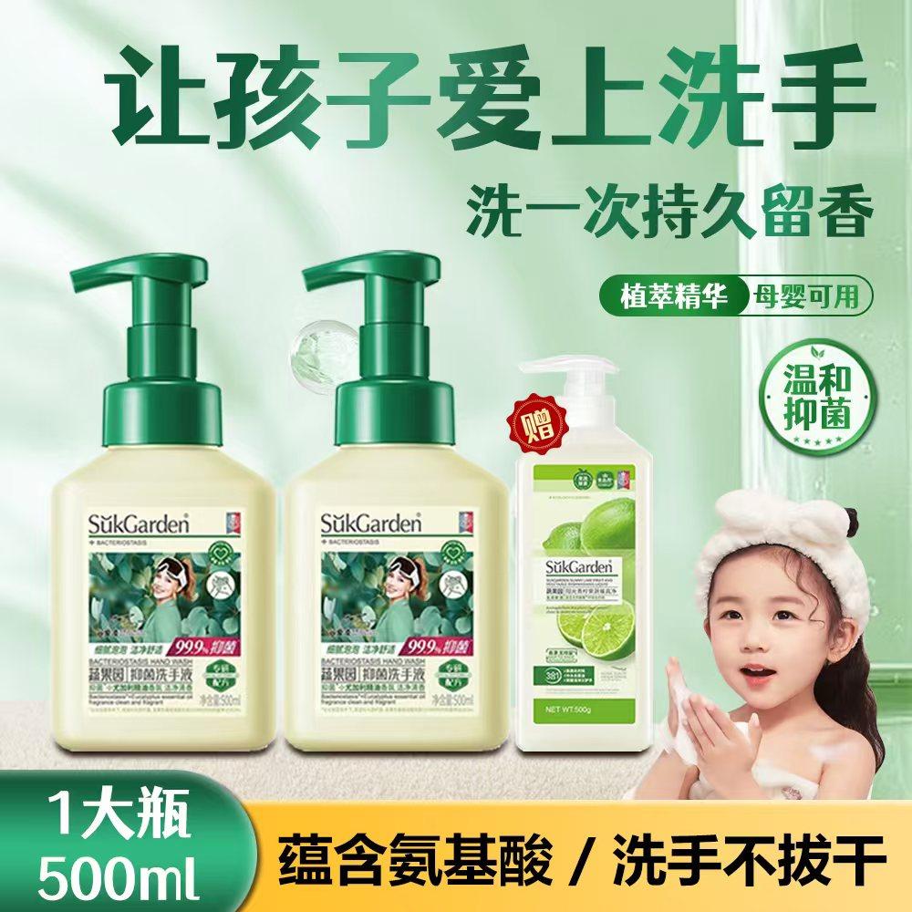 蔬果园泡泡洗手液抑菌留香清洁温和滋润护手儿童家用大容量泡沫型