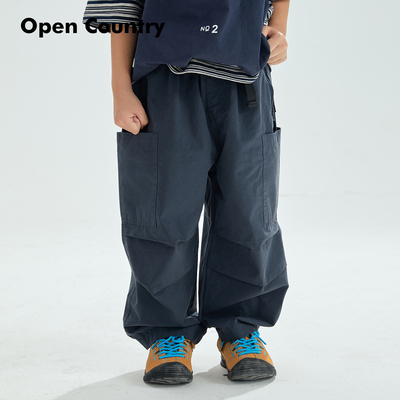 米修叻男童春夏薄款裤子工装阔腿裤儿童春款宽松休闲多口袋长裤