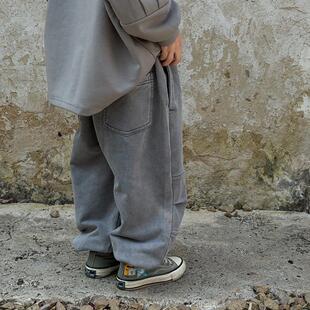 男孩运动裤 米修叻又酷又飒 痞帅风潮洗褪休闲裤 子儿童春装 男童裤