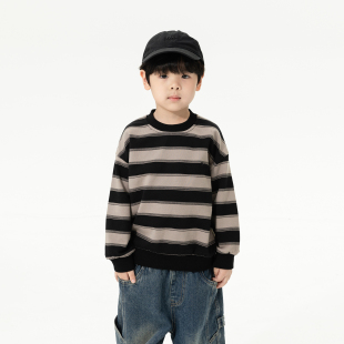 洋气卫衣儿童条纹长袖 新款 上衣休闲外穿潮酷 男童2025秋季 米修叻