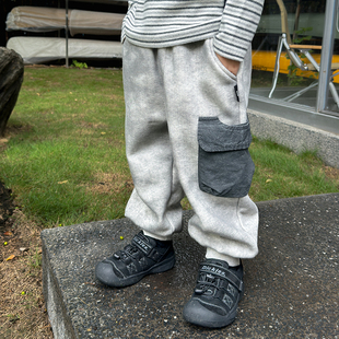 年终清仓 米修叻男童冬款扎染加绒裤子中小童秋冬个性长裤卫裤