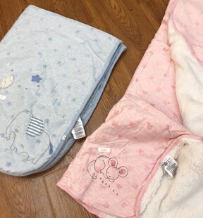 出口英国春季高端新生儿婴儿男女宝宝保暖抱被子抱毯盖被绣大象