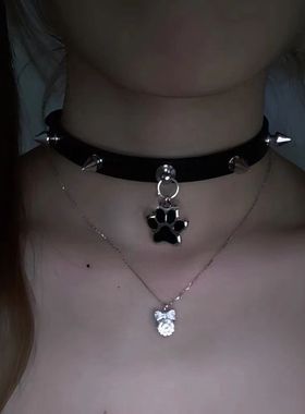 ins朋克亚文化骨头铆钉项圈choker颈圈纯欲风叛逆小狗朋克项链女