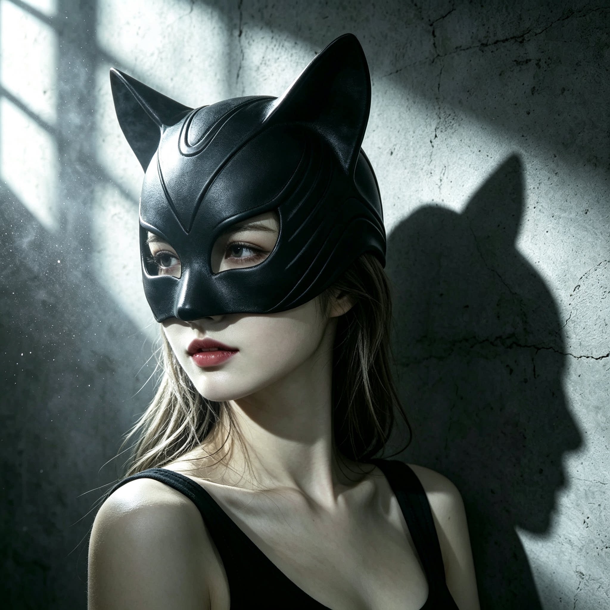 万圣节猫女郎半脸皮质面具 cos化妆舞会派对性感遮脸眼罩拍照道具