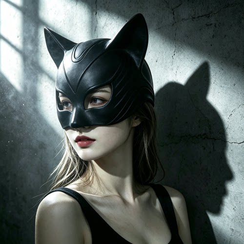 万圣节猫女郎半脸皮质面具 cos化妆舞会派对性感遮脸眼罩拍照道具