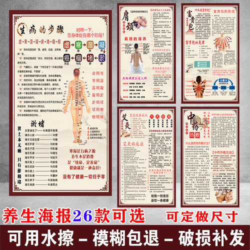 养生馆背景墙自粘海报海报