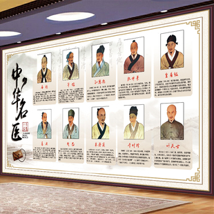 十大名医海报中医养生装饰贴画华佗海报孙思邈挂图中药房壁画写真
