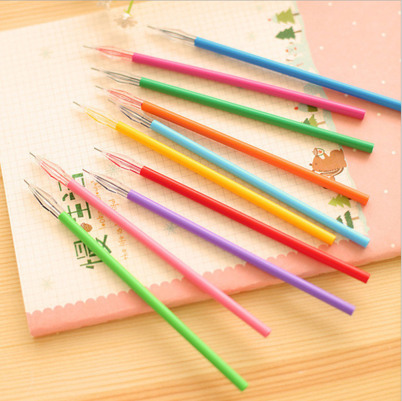糖果色彩色钻石头笔芯中性笔芯水笔芯大容量钻石头中性笔办公用品