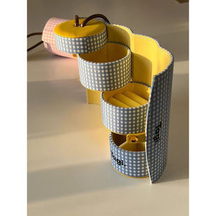 Tagi. 想象机灵信号面料多层旋转提手便携mini首饰盒化妆包