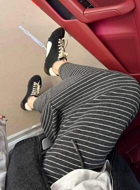 550克重冬日懒人裙！加绒加厚H版型宽松休闲条纹撞色糯糯半身裙