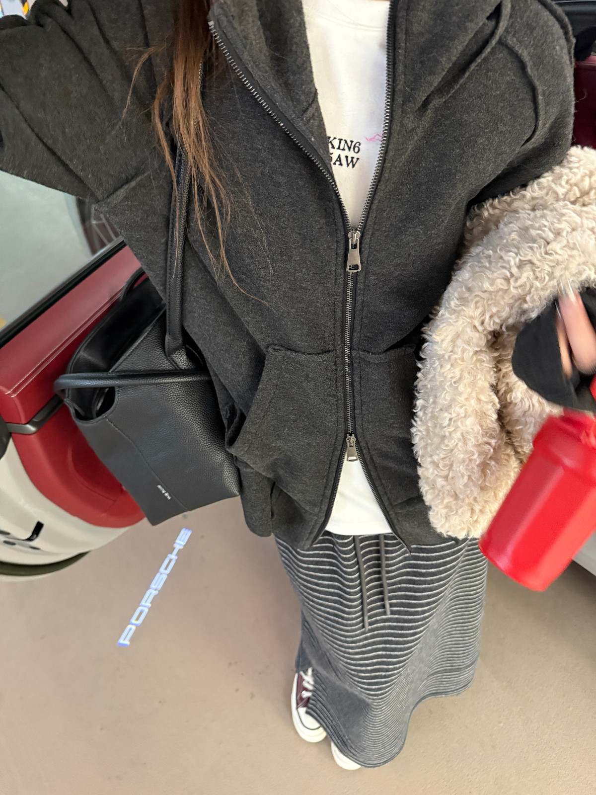 外拼缝+插肩袖+内里羊绒质感!拉绒毛面垂感连帽拉链卫衣开衫外套