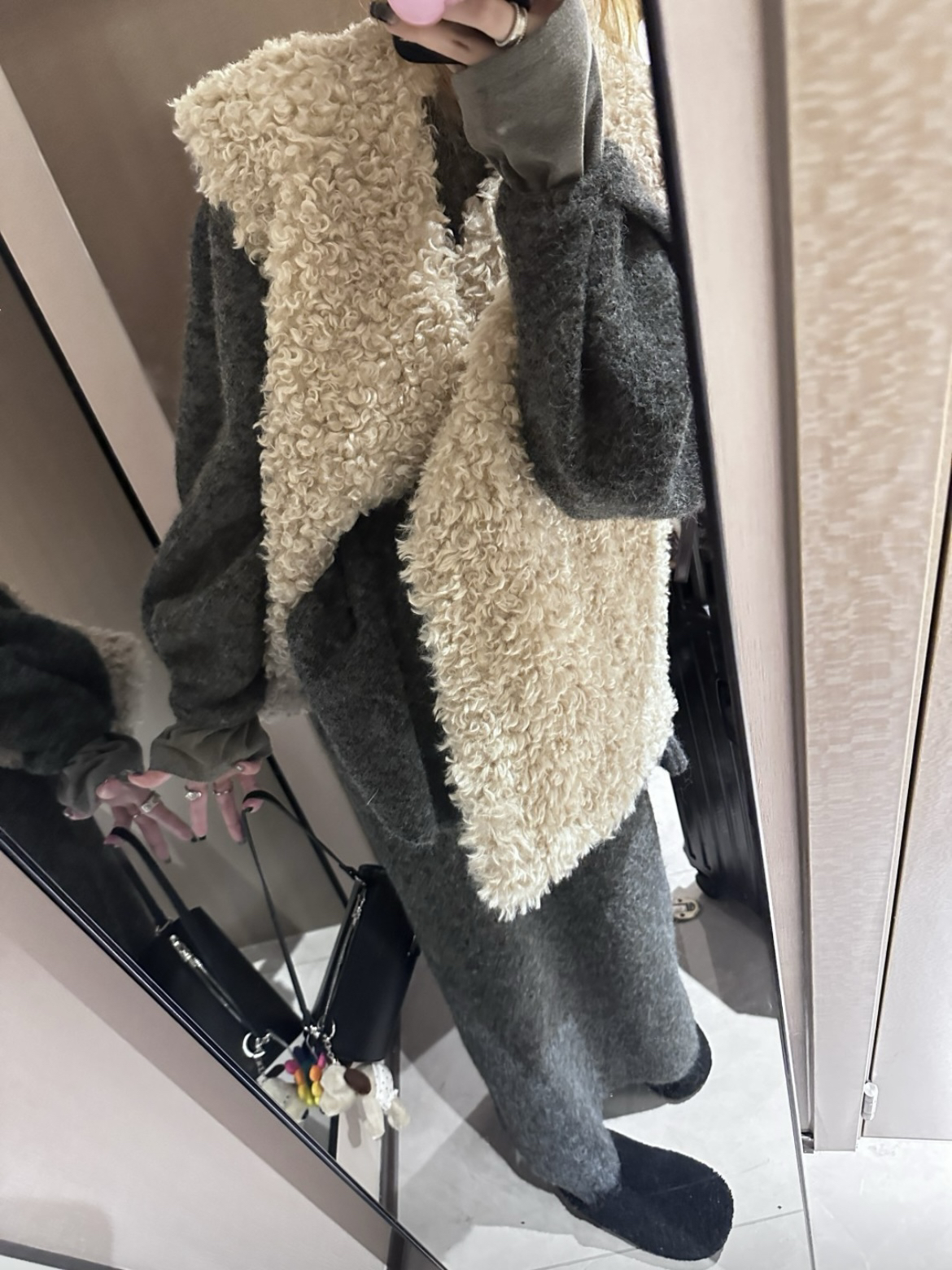 王炸！高比例马海毛针织套装两件套 宽松圆领毛衣+松紧腰半身裙