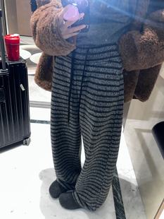 黑灰撞色条纹裤 小直筒弯刀裤 适合所有姐妹 480克加绒加厚