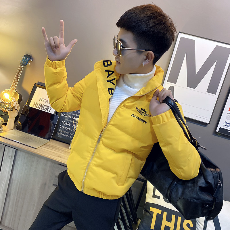 社会小伙立领ins棉衣外套修身刺绣棉服A343-CF41-P128控158黄,男装棉衣,电商A343