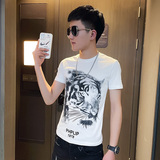 TX199-P35控58短袖T恤衫社会小伙半袖修身tee白1，男装T恤，电商A343
